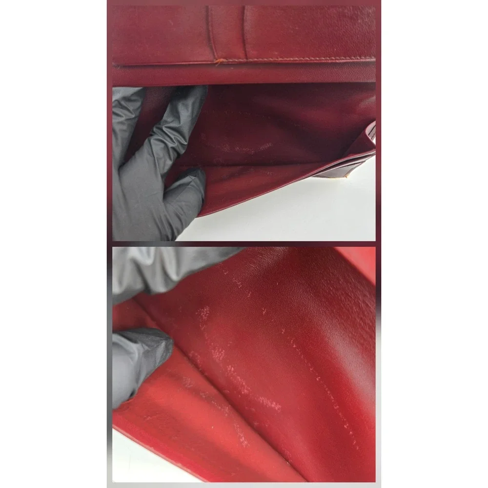 Cartier Must de Cartier Burgundy Leather Long Bifold Wallet Gold Corners Box